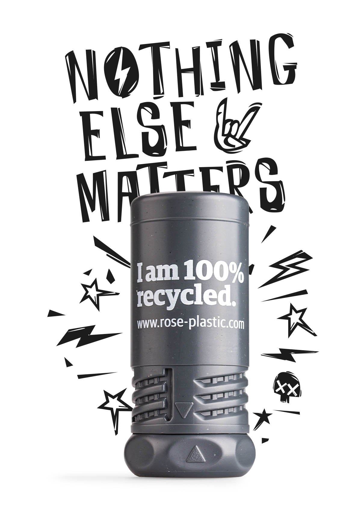 TwistPack Plus aus recyceltem Material vor einem nothing else matters-Schriftzug